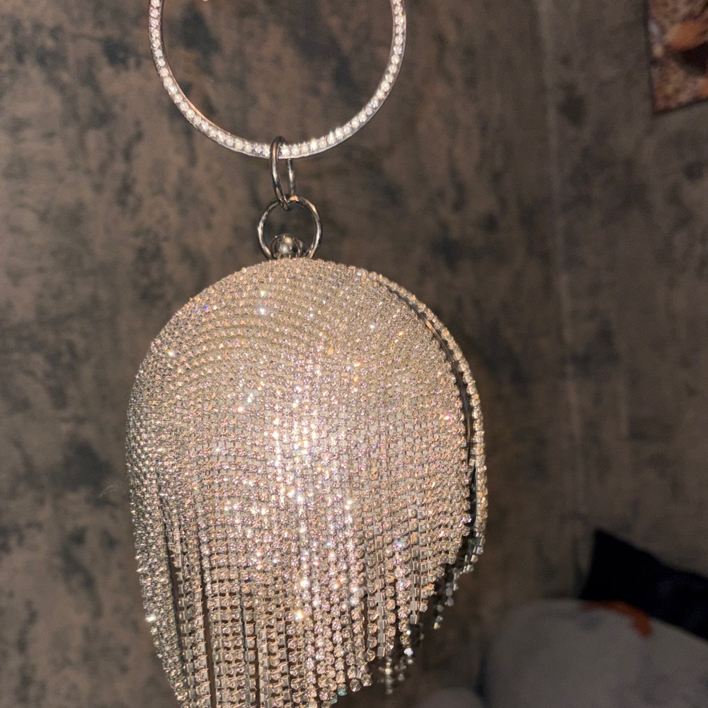 Elegant Silver Rhinestone Tassel Earrings